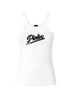 Canotta smanicata da donna Pinko a costine con lettering in strass