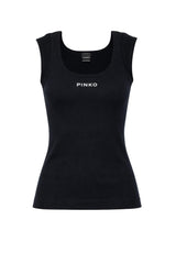Canotta da donna Pinko a costine con logo centrale