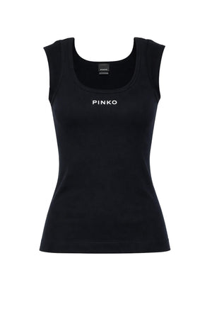 Canotta da donna Pinko a costine con logo centrale