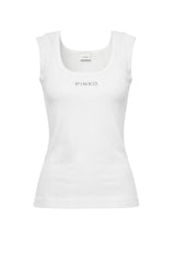 Canotta da donna Pinko a costine con logo centrale