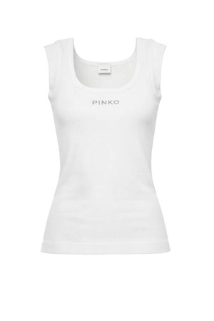 Canotta da donna Pinko a costine con logo centrale