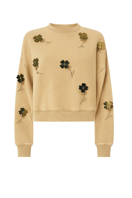 Felpa da donna Pinko cropped con fiori applicati 