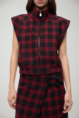 Pinko Gilet Donna in tweed a quadri