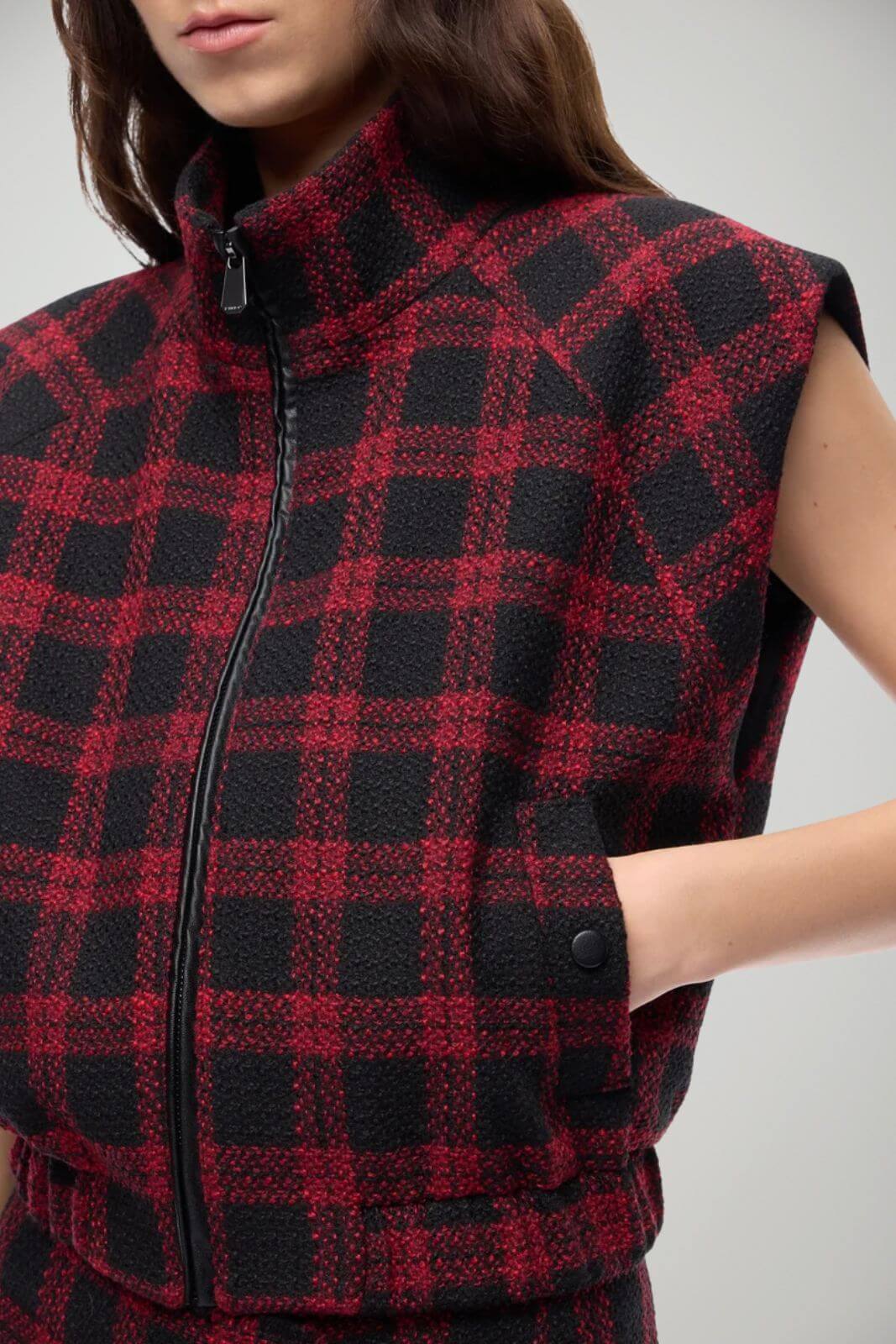 Pinko Gilet Donna in tweed a quadri
