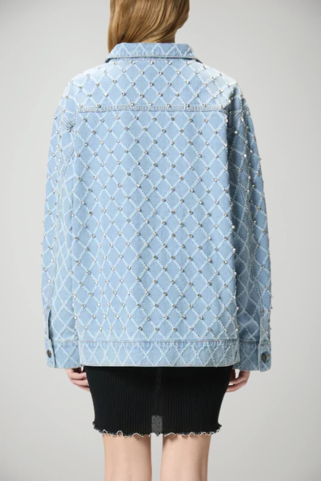 Giubbino in denim da donna Pinko con strass all over