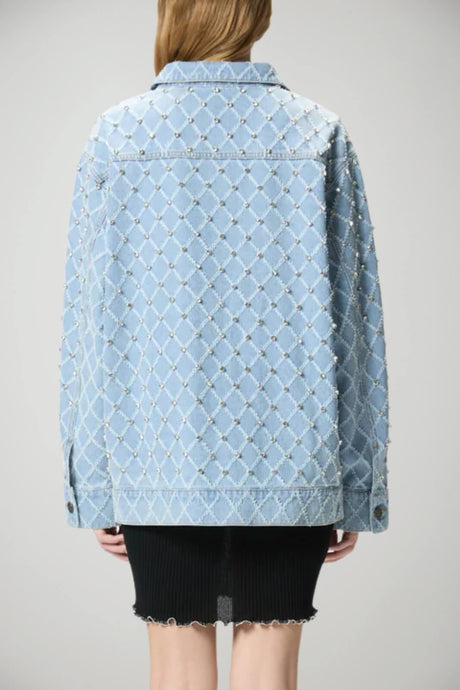 Giubbino in denim da donna Pinko con strass all over