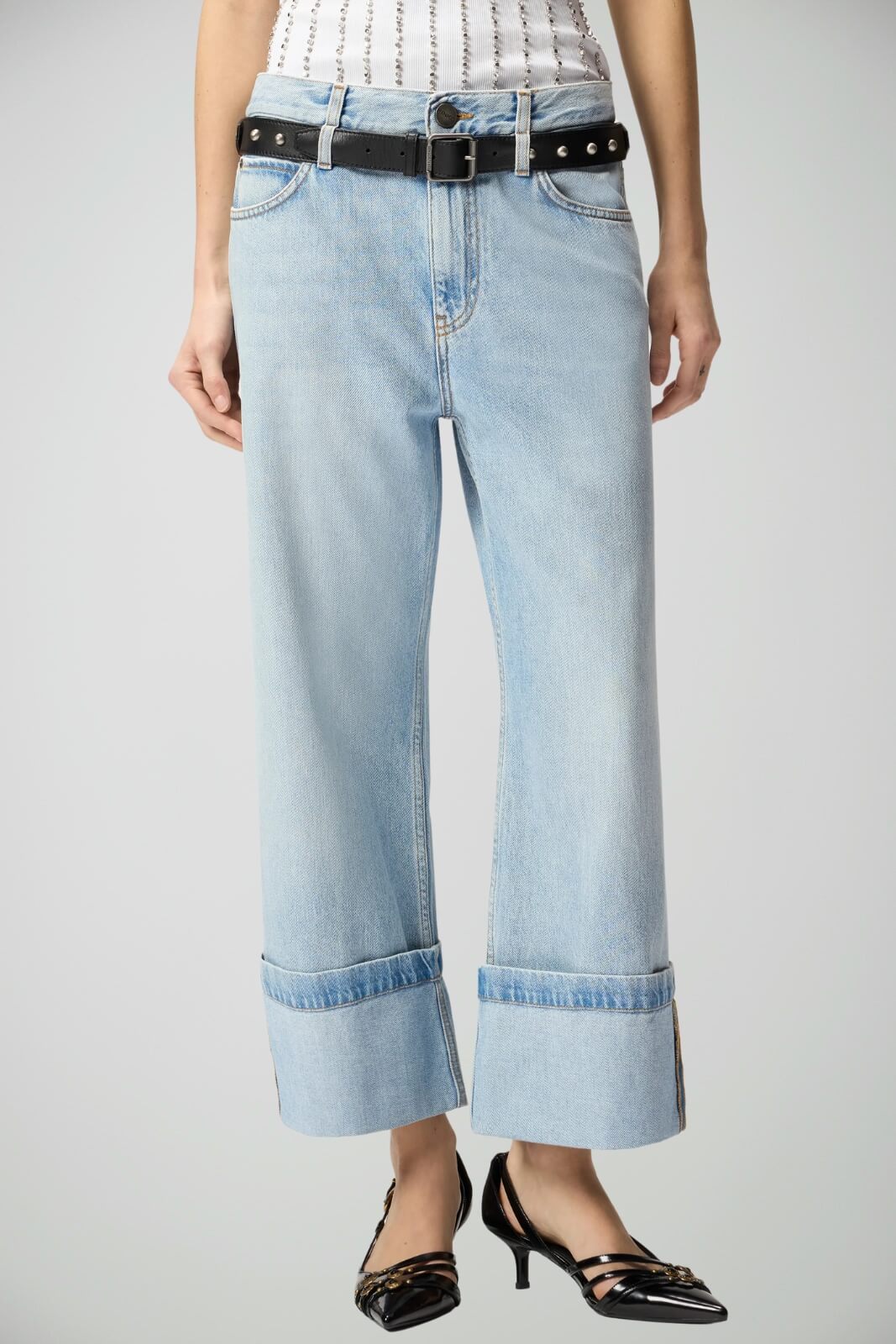 Jeans da donna Pinko cropped con cintura