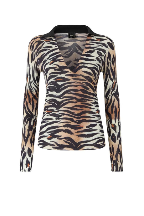 Maglia da donna Pinko a stampa animalier con collo a V