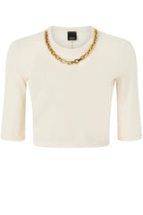 Maglia da donna Pinko a costine con catena al collo