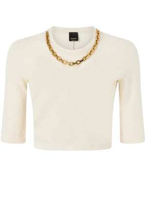 Maglia da donna Pinko a costine con catena al collo