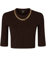 Maglia da donna Pinko a costine con catena al collo