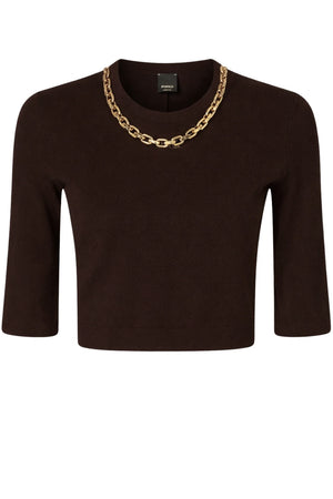 Maglia da donna Pinko a costine con catena al collo