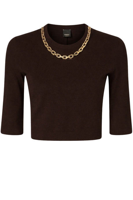Maglia da donna Pinko a costine con catena al collo