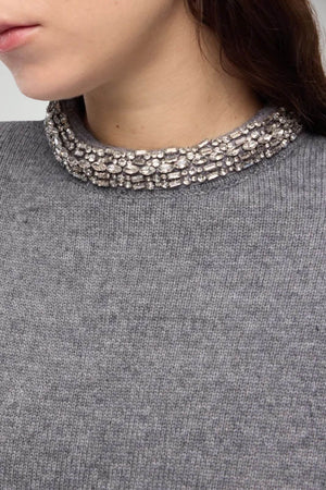 Pinko Maglia Donna con collo gioiello / Grigio