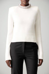 Pinko Maglia Donna con collo gioiello / Panna