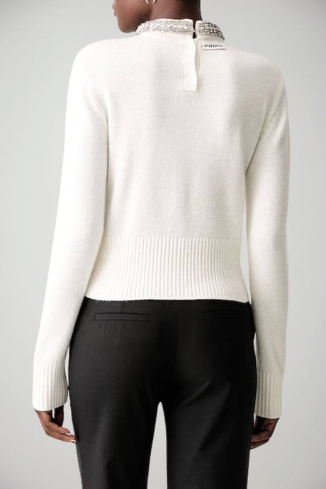Pinko Maglia Donna con collo gioiello / Panna