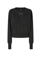 Maglia da donna Pinko a girocollo con logo in trasparenza Love Birds fronte