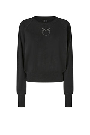 Maglia da donna Pinko a girocollo con logo in trasparenza Love Birds fronte