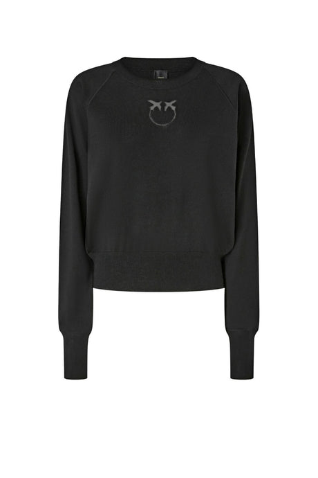 Maglia da donna Pinko a girocollo con logo in trasparenza Love Birds fronte