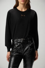 Maglia da donna Pinko a girocollo con logo in trasparenza Love Birds fronte 1