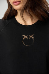 Maglia da donna Pinko a girocollo con logo in trasparenza Love Birds dettaglio logo