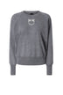 Maglia da donna Pinko a girocollo con logo in trasparenza Love Birds fronte colore grigio