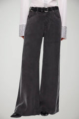 Pinko Pantaloni Donna a palazzo in twill di cupro