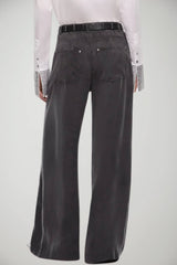 Pinko Pantaloni Donna a palazzo in twill di cupro