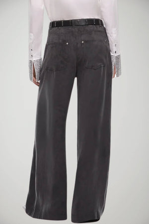 Pinko Pantaloni Donna a palazzo in twill di cupro