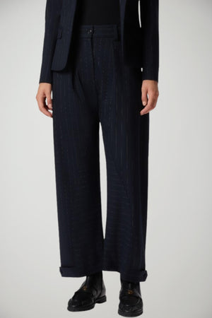 Pantaloni da donna Pinko ballon fit gessati fronte 1