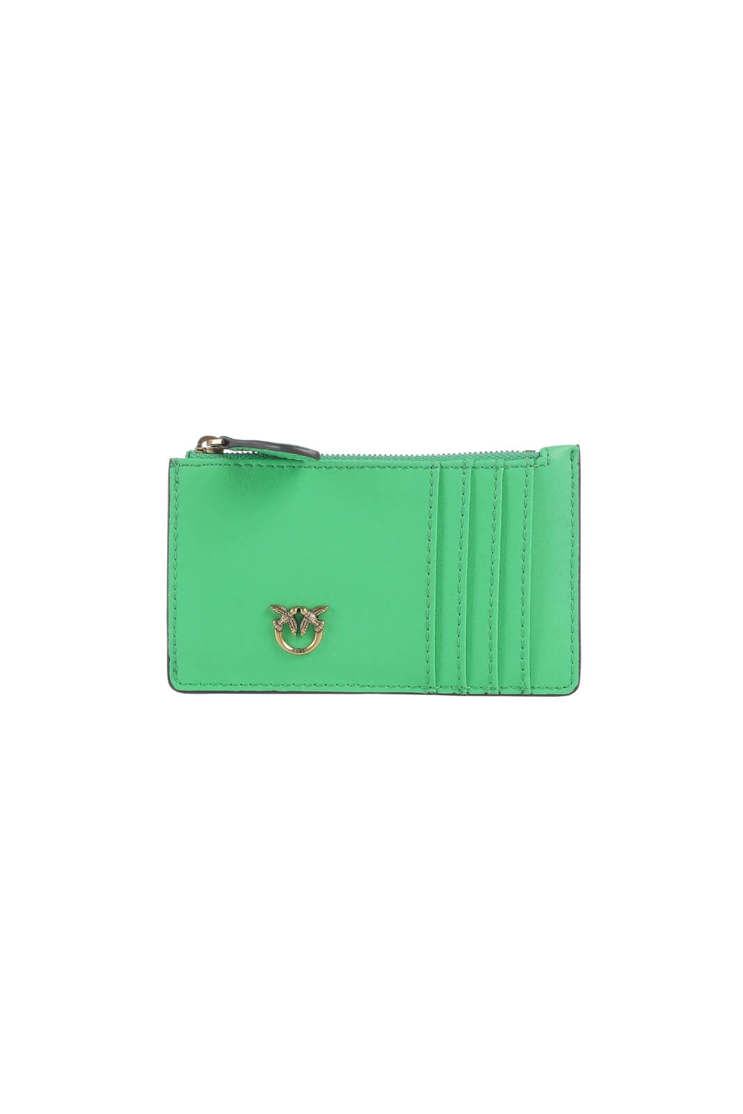 Porta carte in pelle da donna con logo Pinko fronte verde