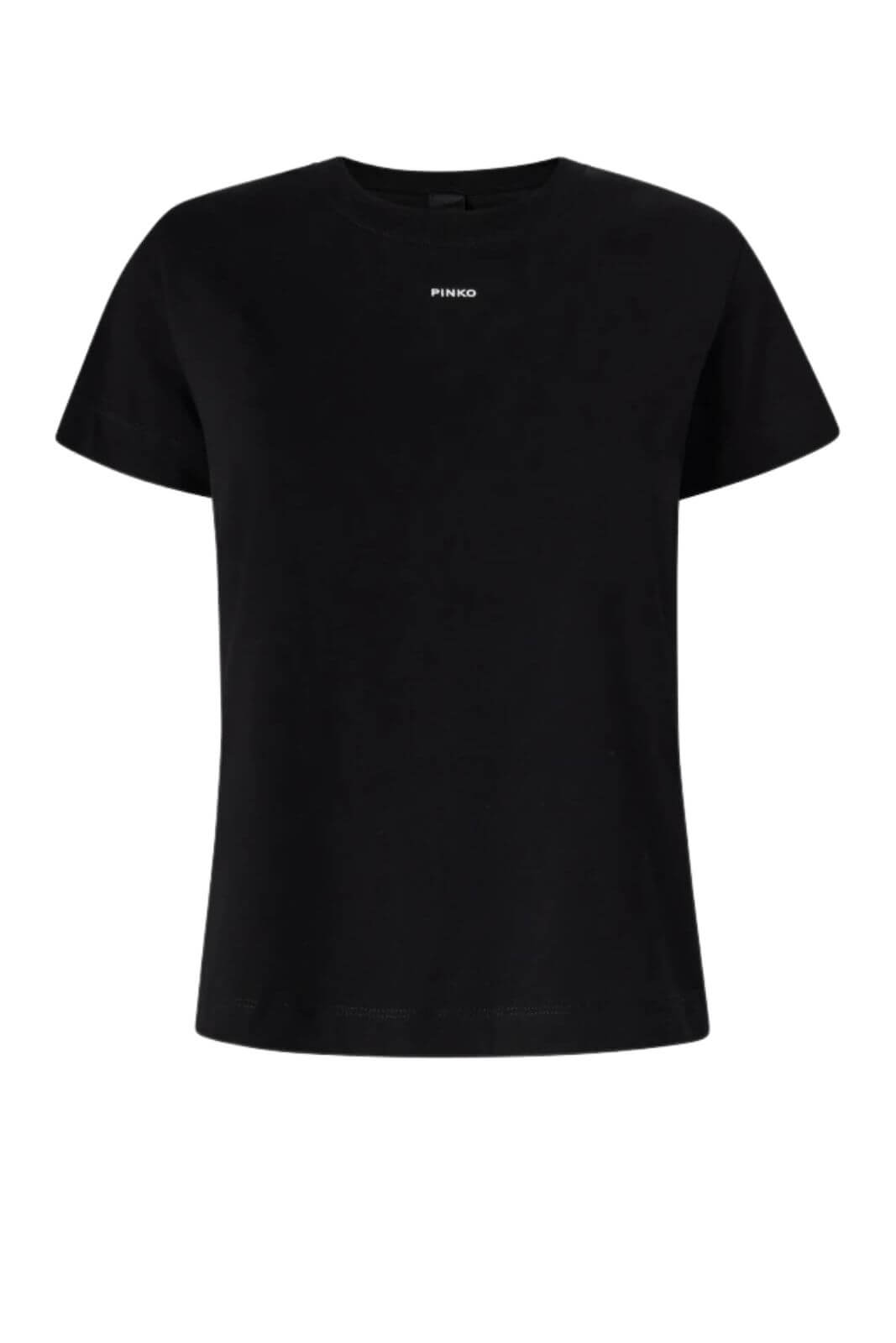 T-shirt da donna in cotone maniche corte Pinko basico fronte nero