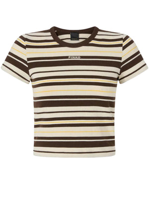 T-shirt da donna Pinko a costine multicolore