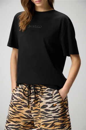 T-shirt da donna Pinko a maniche corte con strass
