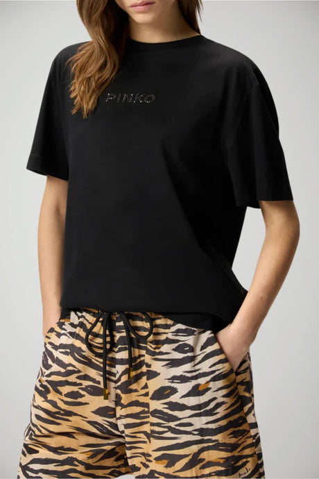 T-shirt da donna Pinko a maniche corte con strass