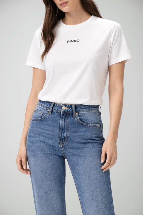 T-shirt da donna Pinko in cotone con stampa logo