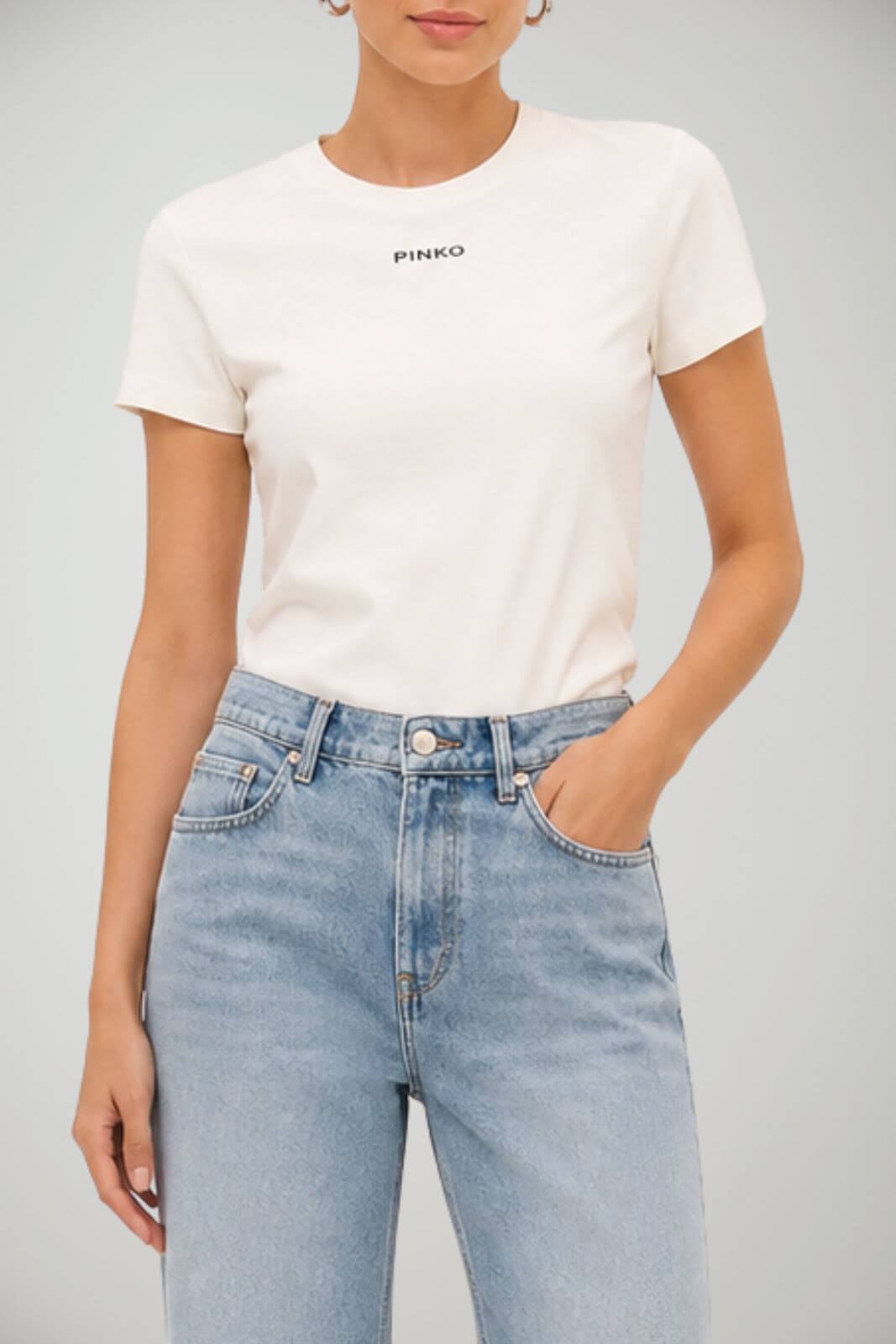 Pinko T-shirt Donna con logo gommato / Bianco