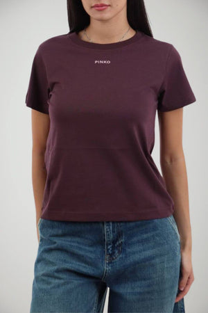 Pinko T-shirt Donna con logo gommato / Bordeaux