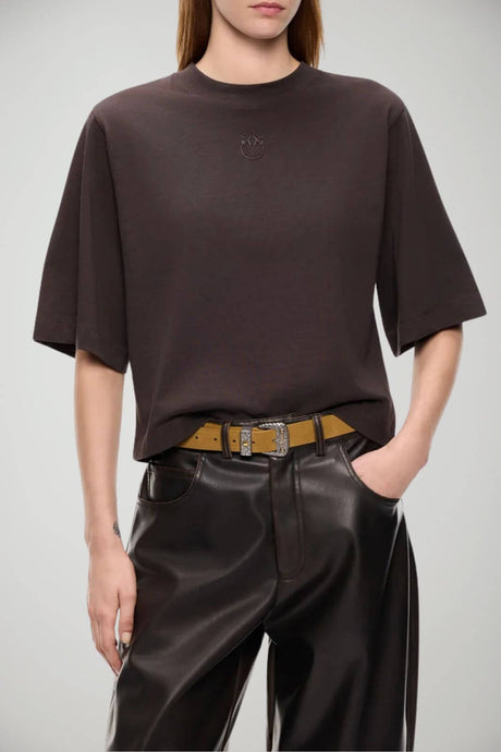 Pinko T-shirt Donna in jersey maniche ampie / Marrone
