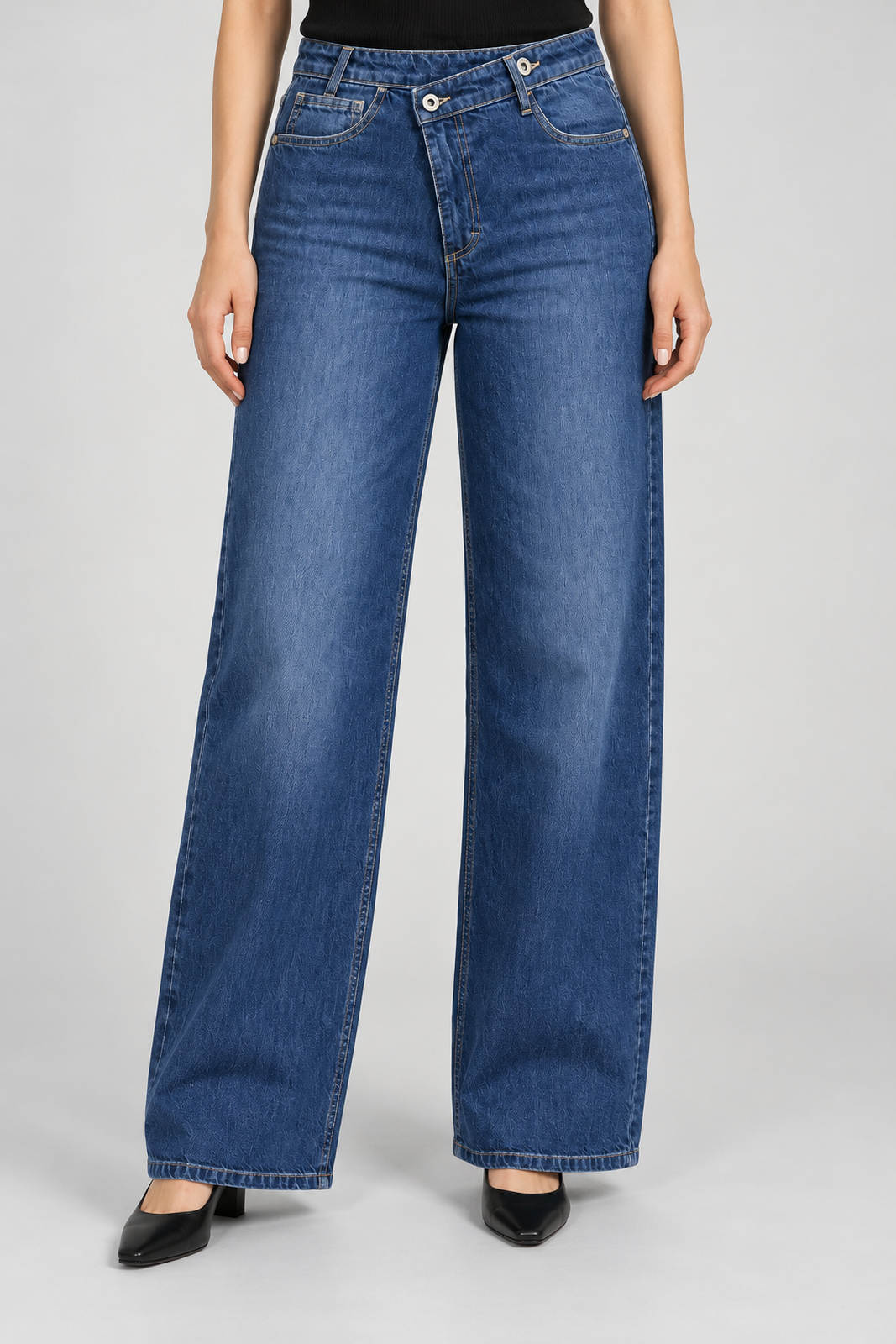 Please Jeans Donna Wide Leg Doppio Bottone