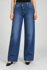 Please Jeans Donna Wide Leg Doppio Bottone