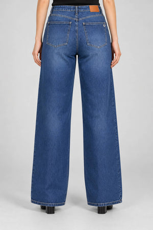 Please Jeans Donna Wide Leg Doppio Bottone