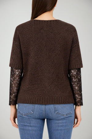 Maglione da donna Please con maniche in pizzo