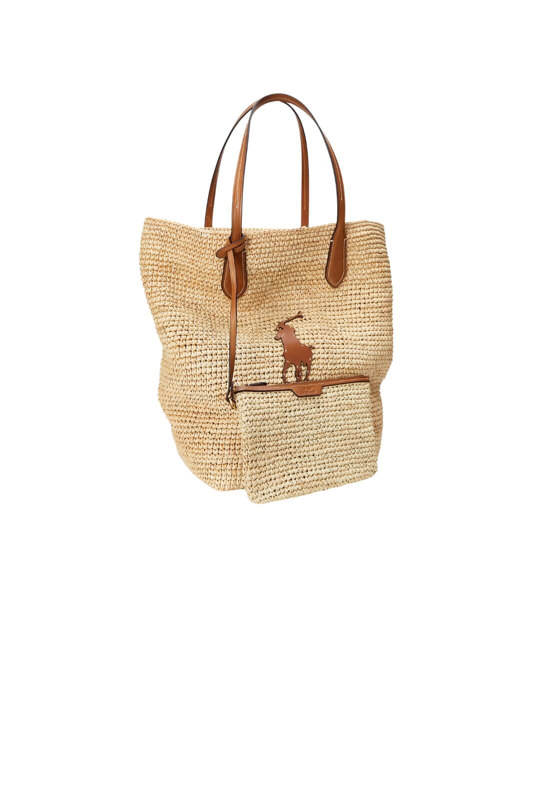 Polo Ralph Lauren Borsa Donna Tote Big Pony grande in rafia
