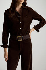 Polo Ralph Lauren Camicia Donna in velluto Classic Fit / Marrone