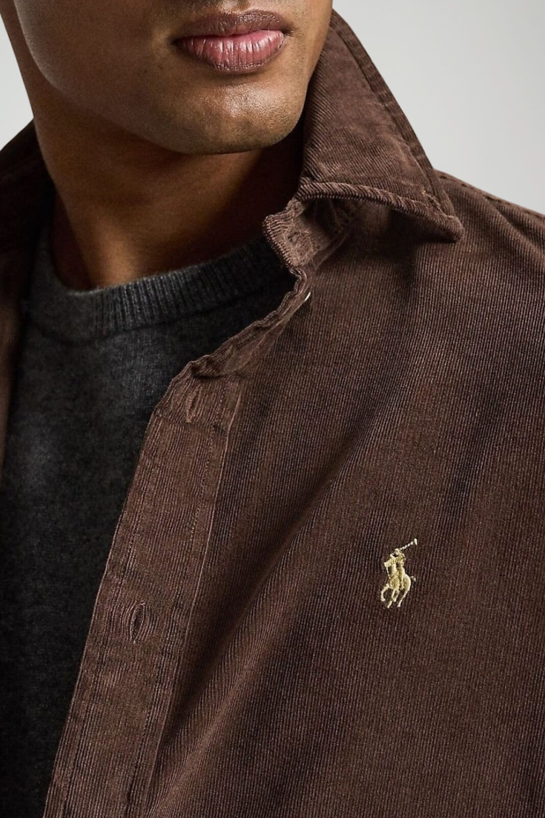 Polo Ralph Lauren Camicia Uomo in velluto Custom Fit / Marrone