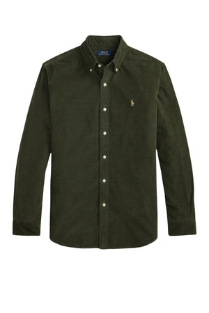 Polo Ralph Lauren Camicia Uomo in velluto Custom Fit / Oliva