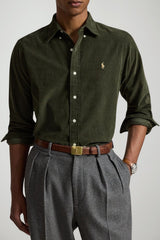 Polo Ralph Lauren Camicia Uomo in velluto Custom Fit / Oliva