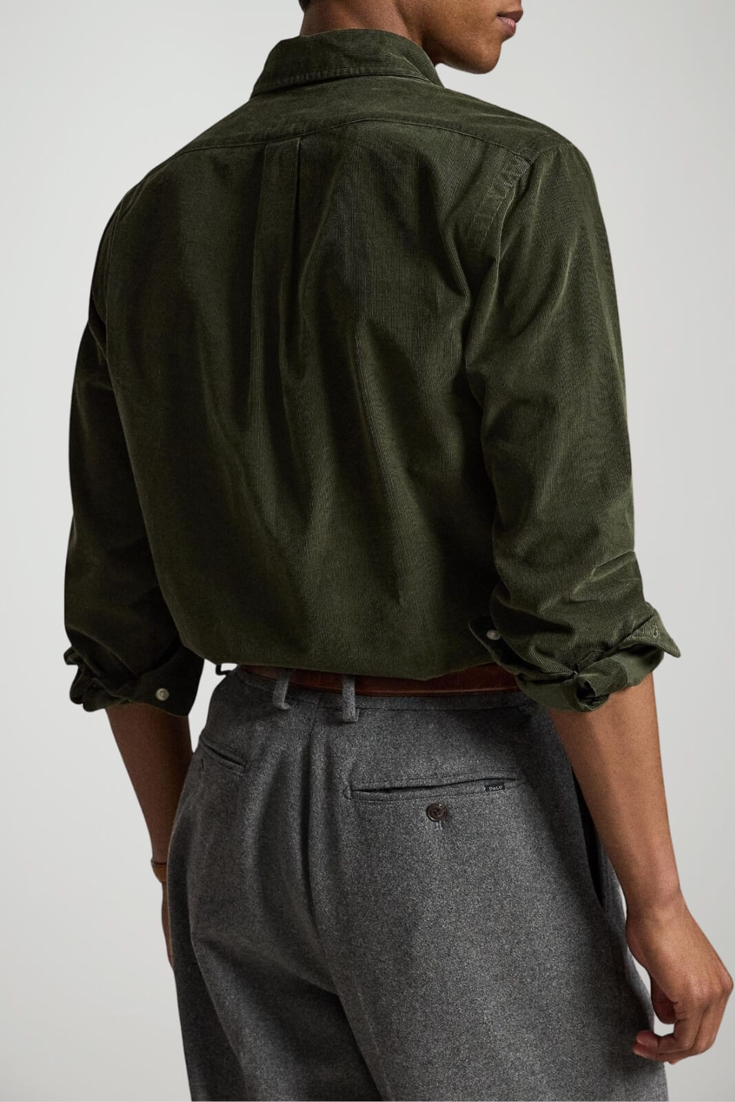 Polo Ralph Lauren Camicia Uomo in velluto Custom Fit / Oliva