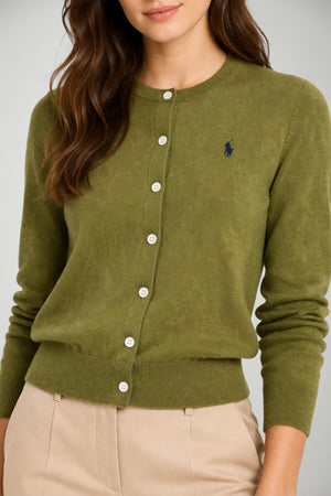Polo Ralph Lauren Cardigan Donna con logo a contrasto